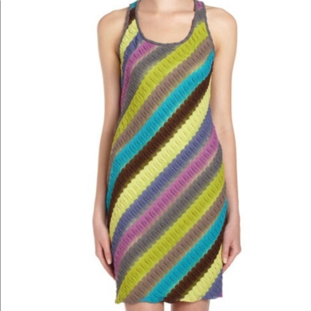 EUC muse Colorblock Stripe Sleeveless Crochet Dress